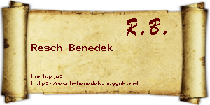 Resch Benedek névjegykártya